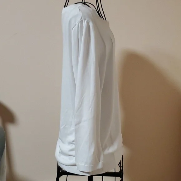 Talbots white button down sweater size M - Picture 4 of 10